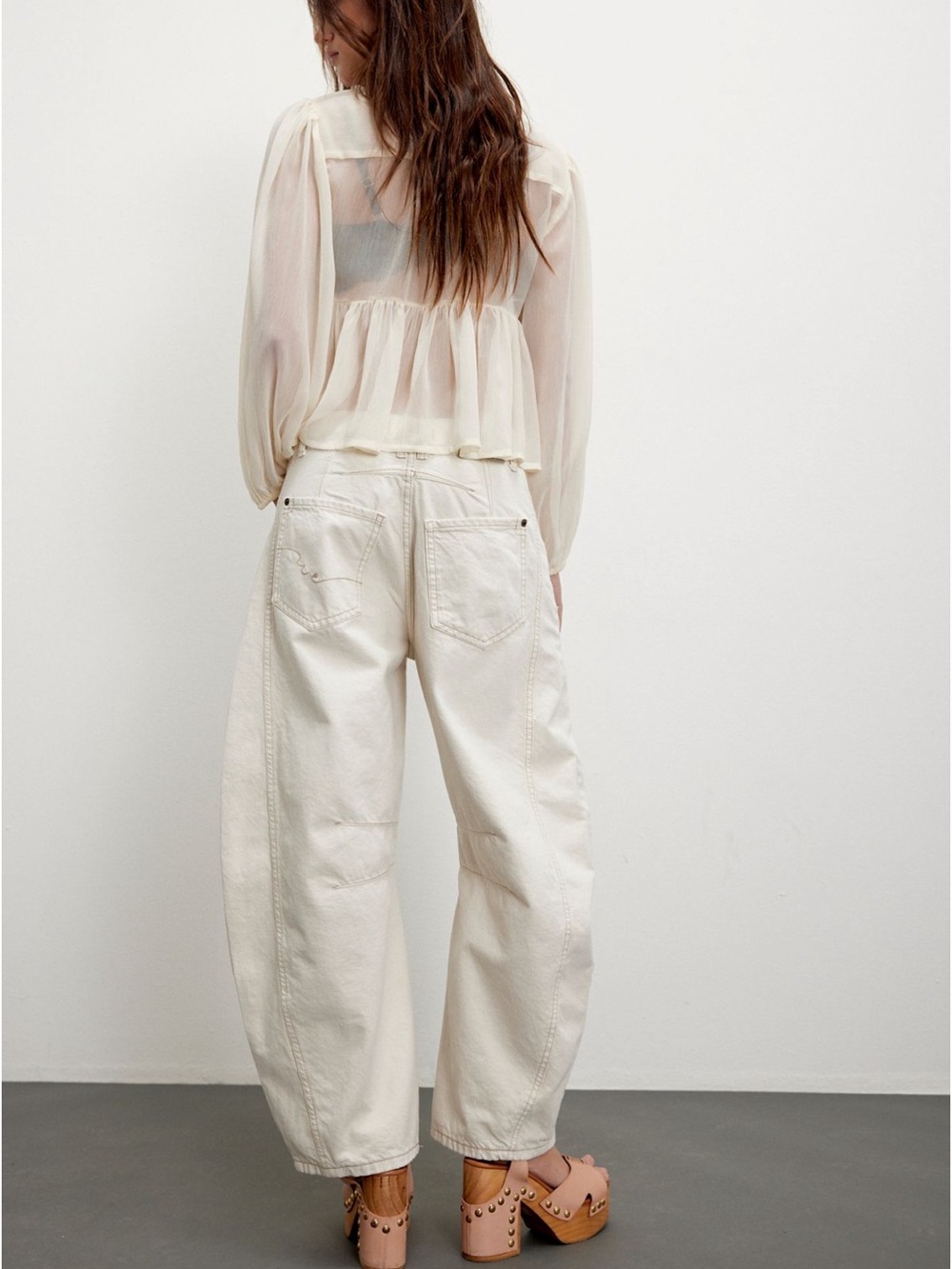 We The Free Cream Wide-Leg High-Rise Jeans
